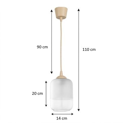 BRILAGI - LED luster na lanku RETRO GLASS 1xE27/60W/230V priemer 14 cm béžová/biela