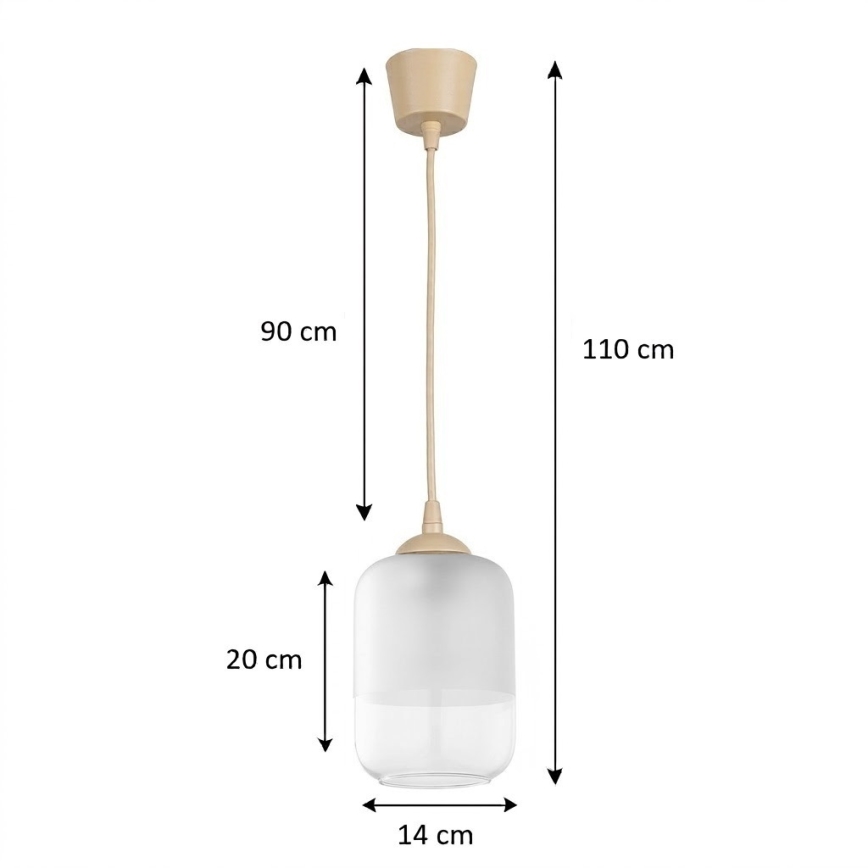 BRILAGI - LED luster na lanku RETRO GLASS 1xE27/60W/230V priemer 14 cm béžová/biela