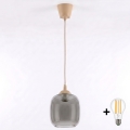 BRILAGI - LED luster na lanku RETRO GLASS 1xE27/60W/230V, priemer 14 cm, béžová/dymová sivá
