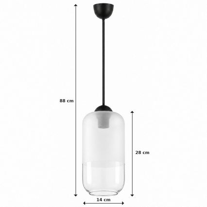 BRILAGI - LED luster na lanku RETRO GLASS 1xE27/60W/230V, priemer 14 cm, čierna/biela