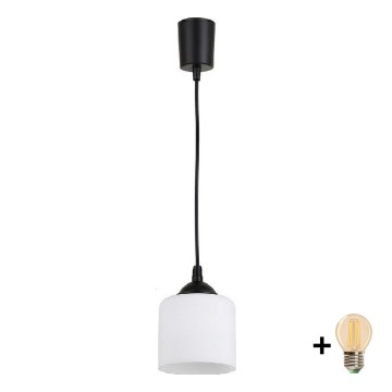 BRILAGI - LED luster na lanku RETRO GLASS 1xE27/60W/230V priemer 14 cm čierna/biela