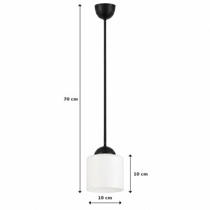 BRILAGI - LED luster na lanku RETRO GLASS 1xE27/60W/230V priemer 14 cm čierna/biela