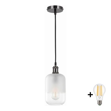 BRILAGI - LED Luster na lanku RETRO GLASS 1xE27/60W/230V priemer 14 cm čierna/biela