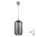 BRILAGI - LED luster na lanku RETRO GLASS 1xE27/60W/230V priemer 14 cm strieborná/dymová šedá