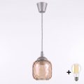 BRILAGI - LED luster na lanku RETRO GLASS 1xE27/60W/230V priemer 14 cm strieborná/dýmovo-hnedá