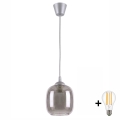 BRILAGI - LED luster na lanku RETRO GLASS 1xE27/60W/230V priemer 14 cm strieborná/dymovo-sivá