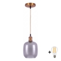 BRILAGI - LED luster na lanku RETRO GLASS 1xE27/60W/230V priemer 14 cm zlatá/dymovo-šedá