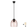 BRILAGI - LED luster na lanku RETRO GLASS 1xE27/60W/230V priemer 17 cm čierna/dymová béžová