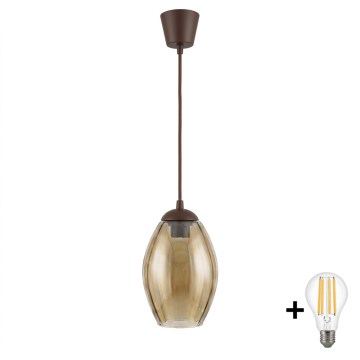 BRILAGI - LED luster na lanku RETRO GLASS 1xE27/60W/230V priemer 17 cm hnedá/dymová béžová