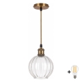 BRILAGI - LED luster na lanku RETRO GLASS 1xE27/60W/230V priemer 18 cm zlatá/číra