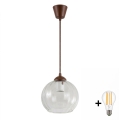 BRILAGI - LED luster na lanku RETRO GLASS 1xE27/60W/230V priemer 25 cm hnedá/číra