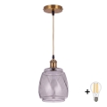 BRILAGI - LED luster na lanku RETRO GLASS 1xE27/60W/230V priemer 26 cm zlatá/dymová sivá