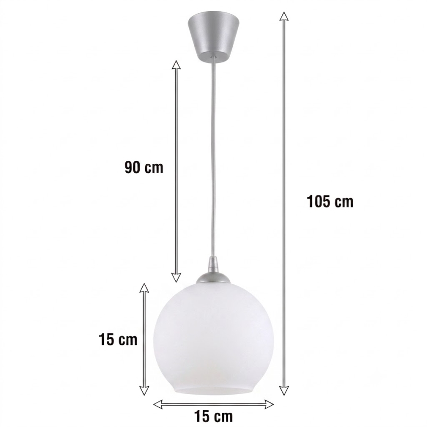 BRILAGI - LED luster na lanku RETRO GLASS 1xE27/60W/230V Ø 15 cm strieborná/biela