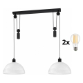 BRILAGI - LED luster na lanku RETRO GLASS 2xE27/40W/230V čierna/biela