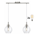 BRILAGI - LED luster na lanku RETRO GLASS 2xE27/60W/230V matný chróm/číre sklo