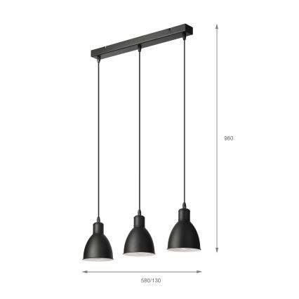 Brilagi - LED luster na lanku RIDDY 3xE27/60W/230V čierna