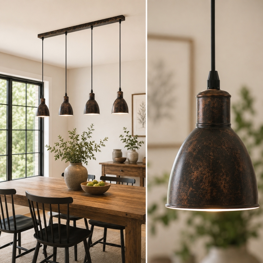 Brilagi - LED luster na lanku RIDDY 4xE27/60W/230V medená/patina