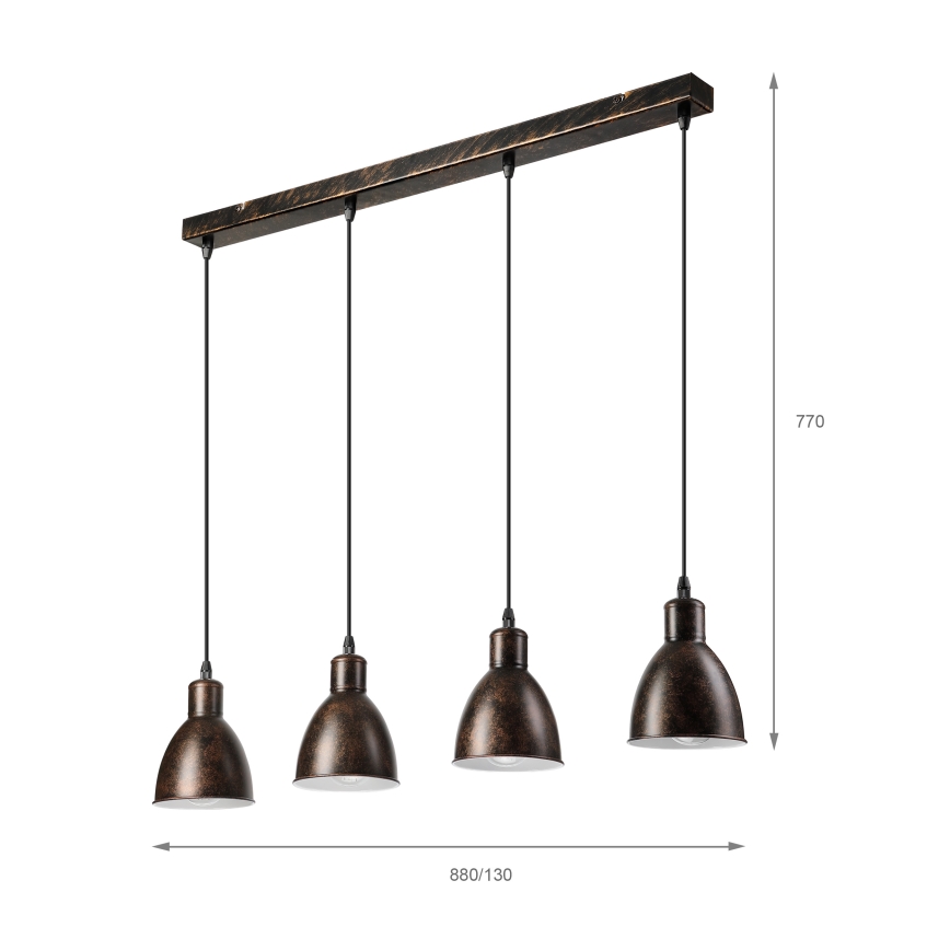 Brilagi - LED luster na lanku RIDDY 4xE27/60W/230V medená/patina