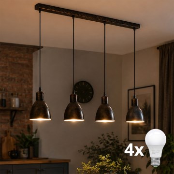 BRILAGI - LED luster na lanku RIDDY 4xE27/60W/230V medený/patina