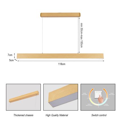Brilagi - LED luster na lanku SLEEKLINE LED/40W/230V 3000/4500/6000K dubový dekor