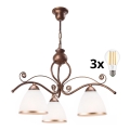 Brilagi - LED Luster na reťazi ANTICO 3xE27/60W/230V bronz patina