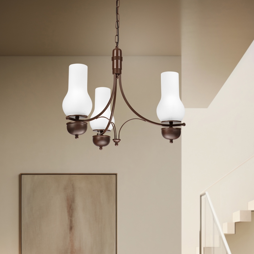 Brilagi - LED luster na reťazi COTTAGE 3xE14/40W/230V buk/hnedá/biela