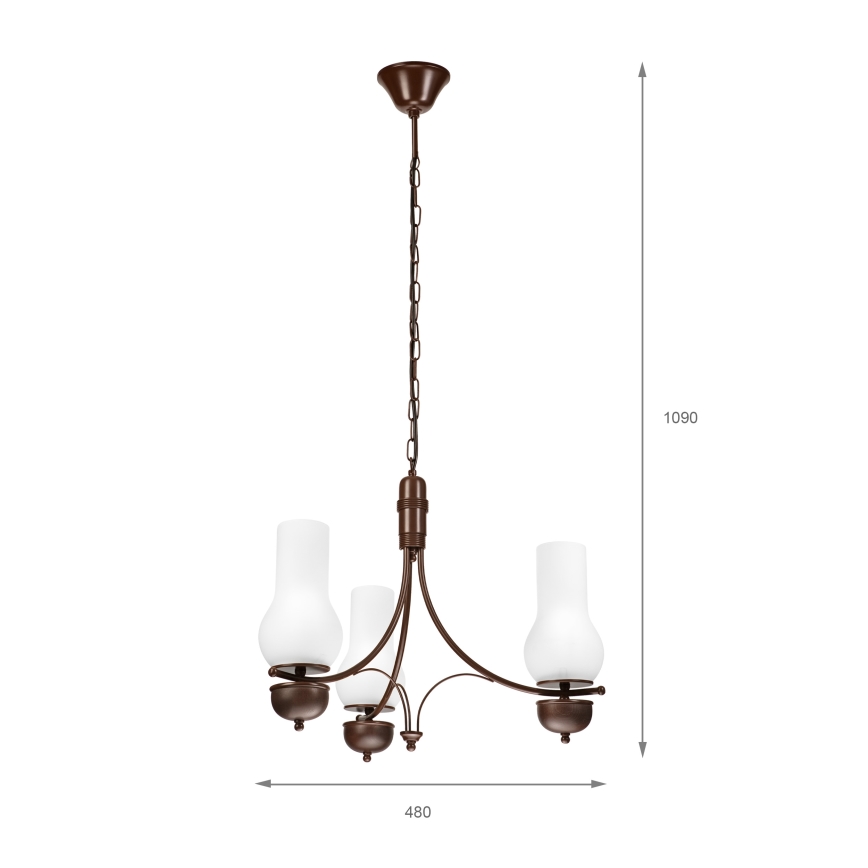 Brilagi - LED luster na reťazi COTTAGE 3xE14/40W/230V buk/hnedá/biela