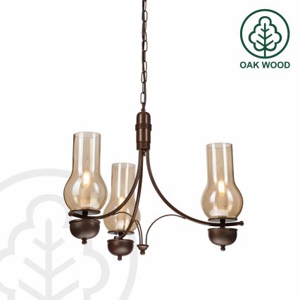 Brilagi - LED luster na reťazi COTTAGE 3xE14/40W/230V buk/hnedá/dymová béžová