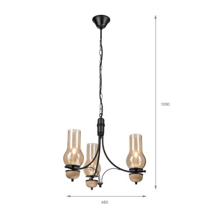Brilagi - LED Luster na reťazi COTTAGE 3xE14/40W/230V buk/hnedá