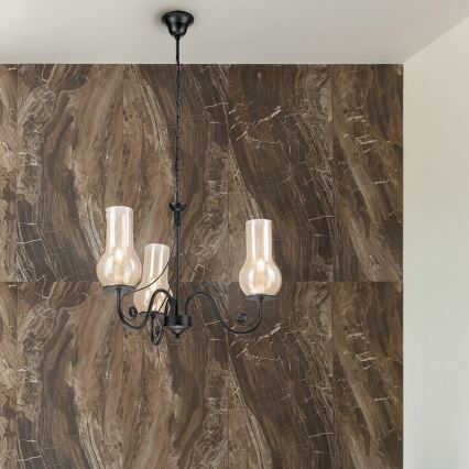 Brilagi - LED Luster na reťazi COTTAGE 3xE14/40W/230V čierna/hnedá