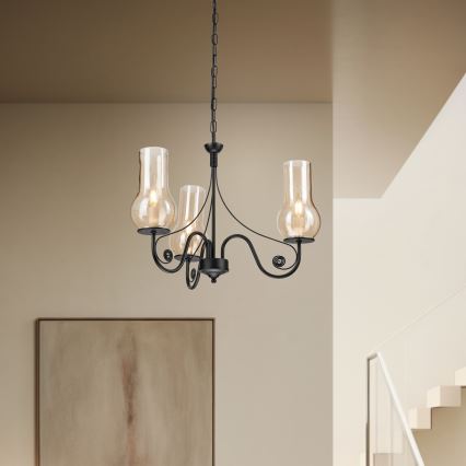 Brilagi - LED Luster na reťazi COTTAGE 3xE14/40W/230V čierna/hnedá