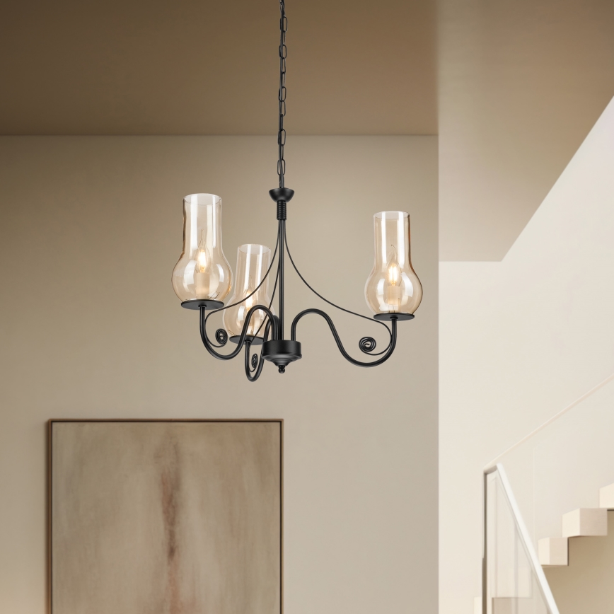 Brilagi - LED Luster na reťazi COTTAGE 3xE14/40W/230V čierna/hnedá