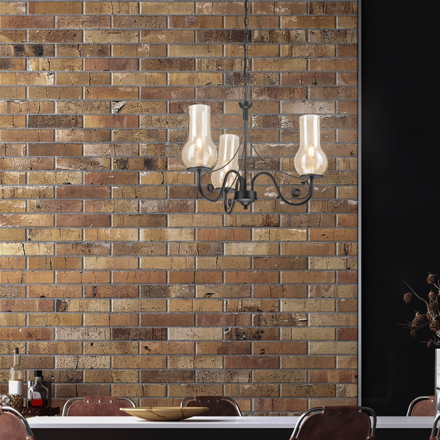 Brilagi - LED Luster na reťazi COTTAGE 3xE14/40W/230V čierna/hnedá
