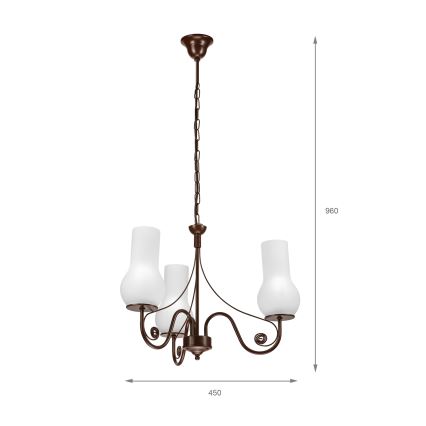 Brilagi - LED Luster na reťazi COTTAGE 3xE14/40W/230V hnedá/biela