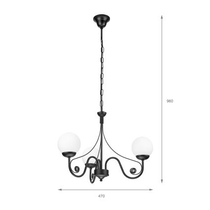 Brilagi - LED Luster na reťazi COTTAGE 3xG9/40W/230V čierna/biela