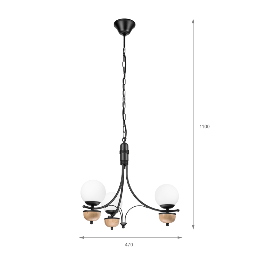 Brilagi - LED Luster na reťazi COTTAGE 3xG9/40W/230V dub/biela