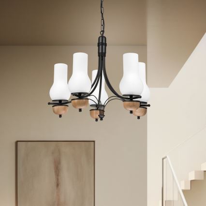 Brilagi - LED Luster na reťazi COTTAGE 5xE14/40W/230V buk/biela
