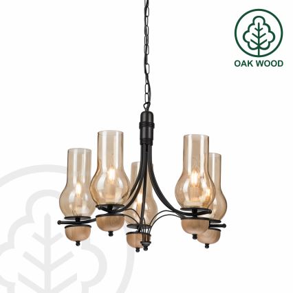 Brilagi - LED Luster na reťazi COTTAGE 5xE14/40W/230V buk/hnedá