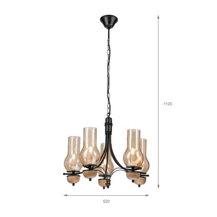 Brilagi - LED Luster na reťazi COTTAGE 5xE14/40W/230V buk/hnedá