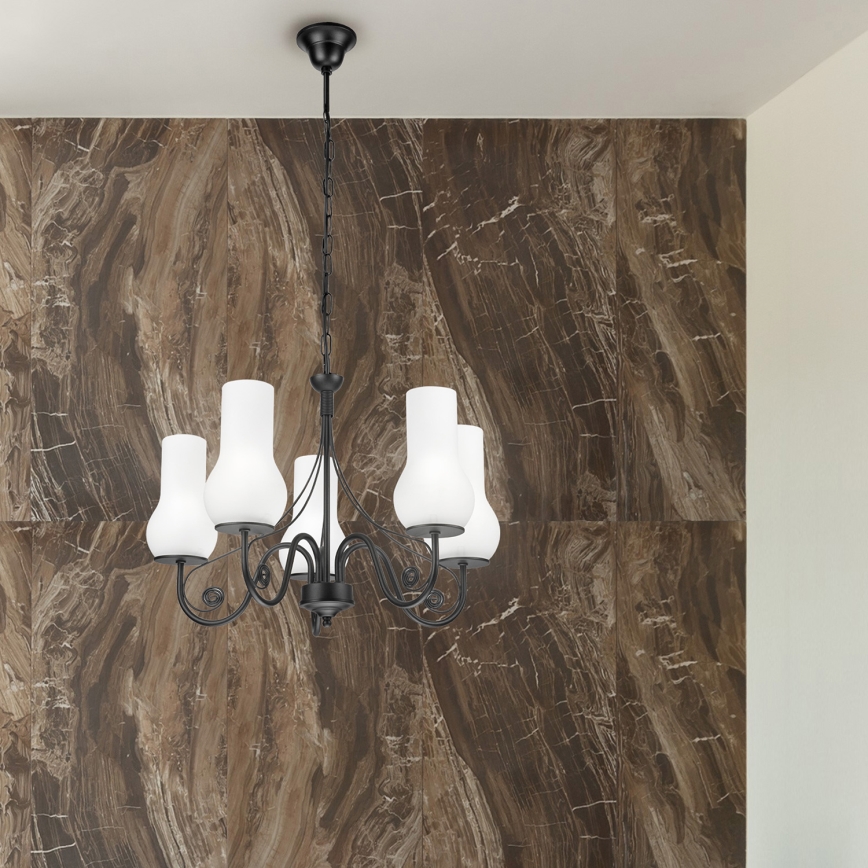 Brilagi - LED Luster na reťazi COTTAGE 5xE14/40W/230V čierna/biela