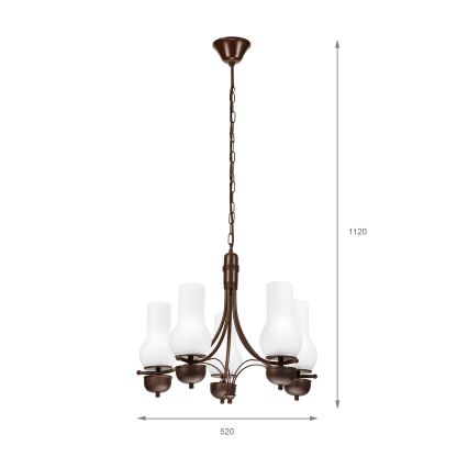 Brilagi - LED Luster na reťazi COTTAGE 5xE14/40W/230V dub/biela