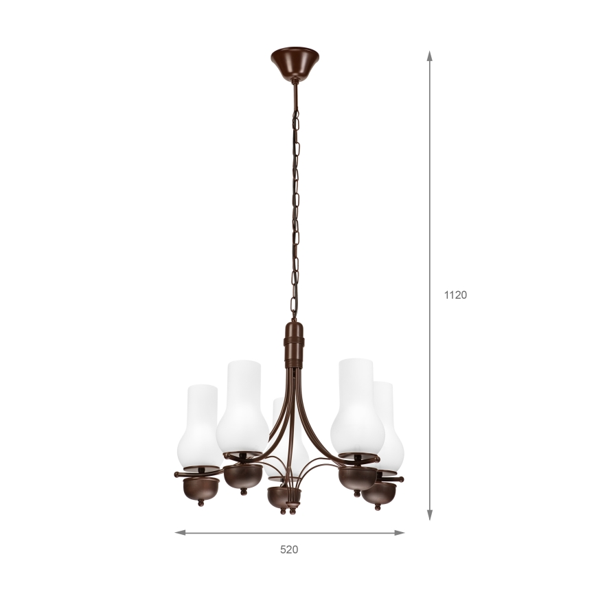 Brilagi - LED Luster na reťazi COTTAGE 5xE14/40W/230V dub/biela