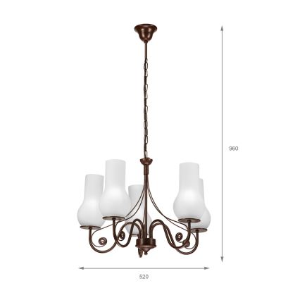 Brilagi - LED Luster na reťazi COTTAGE 5xE14/40W/230V hnedá/biela