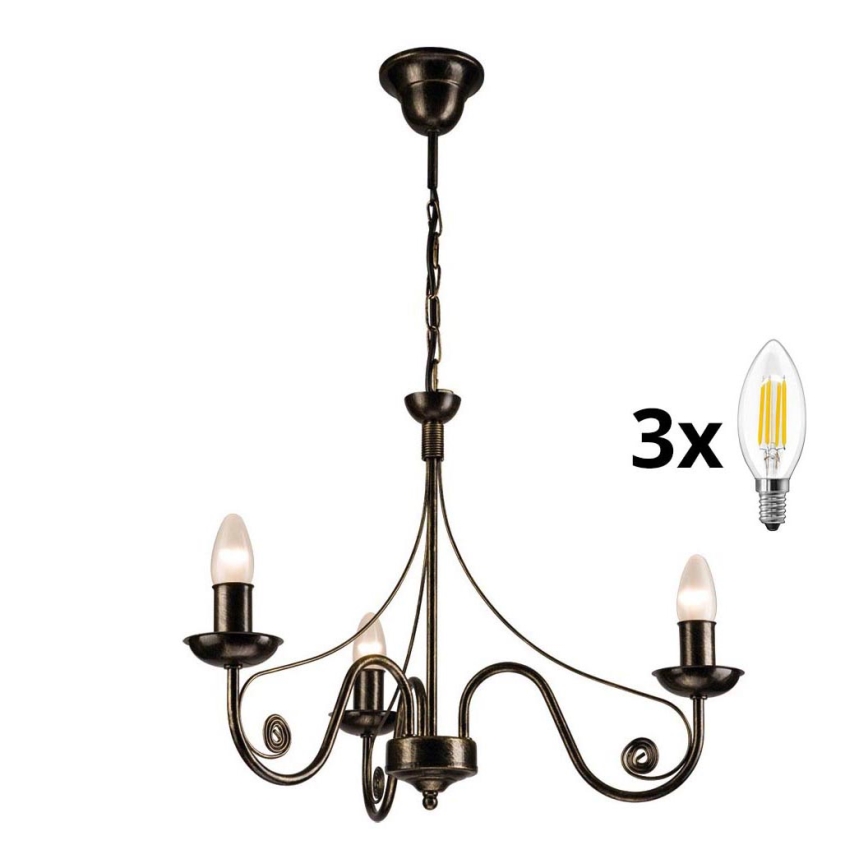 Brilagi - LED Luster na reťazi STEFANO 3xE14/40W/230V čierna patiny