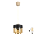 BRILAGI - LED luster RETRO GLASS 1xE27/60W/230V pr. 14 cm béžová/dymová béžová/čierna