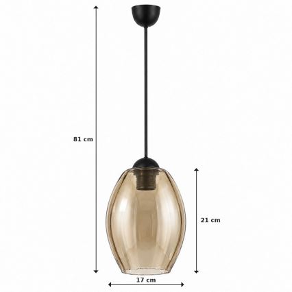 BRILAGI - LED Luster na lanku RETRO GLASS 1xE27/60W/230V pr. 17 cm čierna/dymová béžová