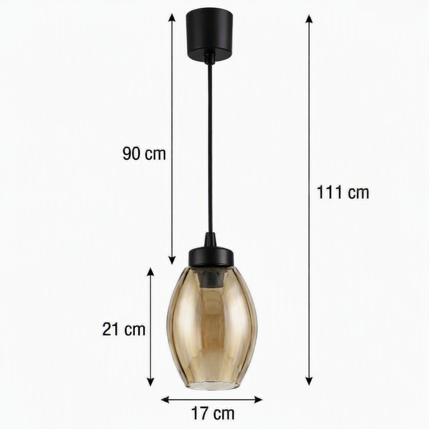 BRILAGI - LED Luster na lanku RETRO GLASS 1xE27/60W/230V pr. 17 cm čierna/dymová béžová