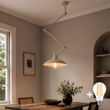 BRILAGI - LED nastaviteľný luster na tyči IRONBEAM 1xE27/60W/230V béžový