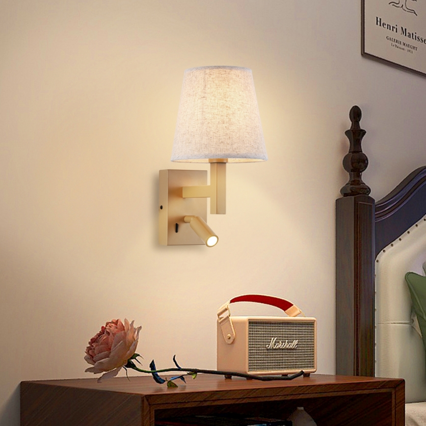 Brilagi - LED Nástenná lampa DEYA 1xE14/40W/230V + LED/3W ľan/zlatá