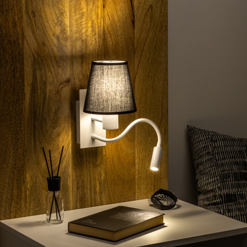 Brilagi - LED Flexibilná nástenná lampa NUBILA 1xE27/25W/230V + LED/3W biela/čierna